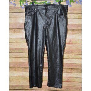 Gap Women's Black Vintage Slim High Rise Faux Leather Pants Plus Size 35 20 MINT